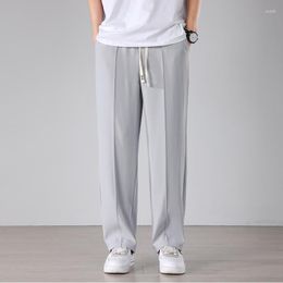 Men's Pants 2023 Four Seasons Casual Solid Colour Straight Baggy Drape Wide Leg Brand Trousers Male Black White Beige