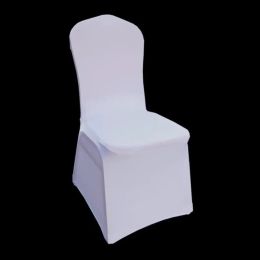 10Pcs White Wedding Chair Cover Universal Stretch Polyester Spandex Elastic Seat Covers Party Banquet Hotel Dinner Supplies LL