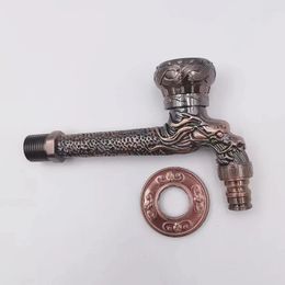 Bathroom Sink Faucets Europe Antiqued Copper Color G1/2 DN15 Metal Lengthen Dragon Looks Water Tap Fast On Faucet Home Bibcock Basin