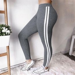 Women's Leggings 2023 Classic Striped Cotton Women Grey Large Size Casual Sport Gym Push Up Leggins Mujer Hollow Out Slim Pants XXXL