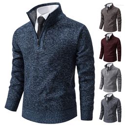 Men's Sweaters Winter Autumn Pullovers Mens Half Zipper Sweater Coat Y2k Knit Polo Knitwear Fashionable Fleece Thick Warm Male Clothing