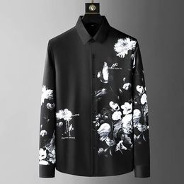 Men's Casual Shirts High Class Ink Painting Printed Shirt Long Sleeve 2023 Spring And Autumn Slim Personality Fashionable Handsome