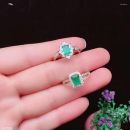 Cluster Rings KJJEAXCMY Jewellery 925 Sterling Silver Natural Emerald Girl Ring Geometric Square Style 2 Choices Micro Setting Support Rech