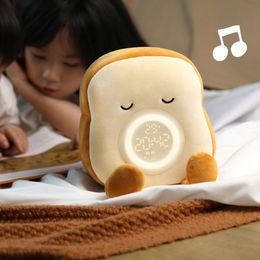 Desk Table Clocks Cute Alarm Clock Bedroom Cozy Toast Bread Plushies Rechargeable Dimmable Bedside Night Light Decor Gifts For Kids H9v2 230721