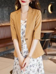 Women's Suits Elegant Blazers Jackets Coat Half Sleeve Spring Summer OL Styles Women Professional Office Work Wear Outwear Tops Clothes