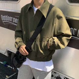 Men's Jackets 2022 Autumn Short Jacket Men Fashion Green Black Casual Jacket Men Streetwear Korean Loose Bomber Jackets Mens Outwear M-XL J230724