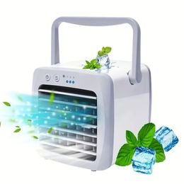 1pc, Air Cooler Fan, Portable Air Conditioner, Humidifier, Purifier 3 In 1 Evaporative Cooler With 3 Speed, Mini AC USB Cooling Desktop Fan For Bedroom, Travel, Office