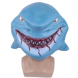 Halloween Bloody Shark Head Mask Horror Shark Fangs Latex Mask Masquerade Carnival Party Costume Animal Cosplay Realistic Mask