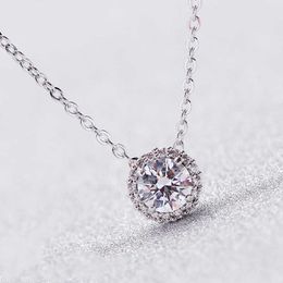 925 Sterling Silver Classic Elegant 45cm Chocker Necklaces for Women Fine Jewellery Feature Vintage-cut CZ & Sparkling Halo FLN046 Q0531