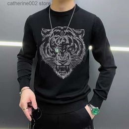 Men's Sweaters Men's Sweater Long-Sleeved Casual Pullover Knitted Round Neck Luxury Brand Tiger Top Star Black And White M-5xl T230724