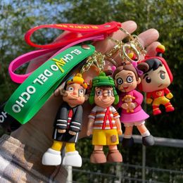 Keychains Lanyards 2023 New Anime El Chavo Del Ocho Keychain Cartoon Boy Doll Pendant Key Chain Bag Car Keyring llaveros Funny Jewelry Friends Gift J230724