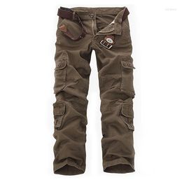 Men's Pants 4 Colour 2023 Arrival Mens Fashion Military Multi Pocket Cargo Casual Straight Long Baggy Combat Trousers Large Size