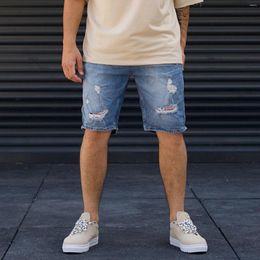 Men's Shorts Denim Streetwear Washed Boy Skinny Runway Short Men Jeans Daily Homme Destroyed Ripped Plus Size