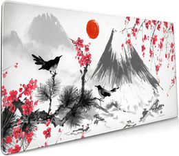 Japanese Art Large Mouse Pad Mouse Pad Extended Mouse Mat Desk Pad Thick Long Non-Slip Rubber Base 31.5x11.8x0.12 Inch