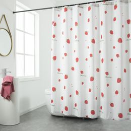Shower Curtains Cute Strawberry With Waterproof Polyester Fabric 1 Piece 180x180 Grommet Top Mildew Proof Bathroom Decorations