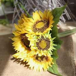 Decorative Flowers Sweet Artificial Sunflowers 1 Bunch 7 Heads Sunflower Decorations Silk Flower Bouquet Table Decoration Home