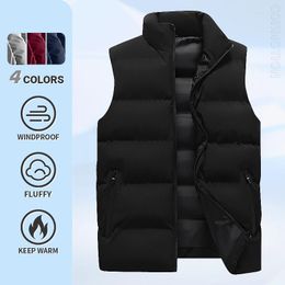 Men's Vests Vest Autumn And Winter Warm Sleeveless Jacket Cotton Slim Waistcoat Thicken Solid Colour Outdoor Man Clothes