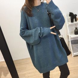 Women's Sweaters Autumn Winter Knitted Sweater Women Oversized Pullover Long Warm O-Neck Loose Casual Jumper Female Ladies U1046
