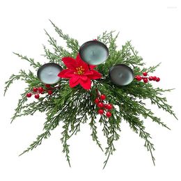 Decorative Flowers Artificial Pine Needle Candle Holder Christmas Decoration Festive Atmosphere Scene Layout Props