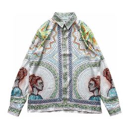 CASABLANCA button up shirt Collection Butterfly Rabbit Rainbow Flower Swan Marble High Grade Silk Shirt