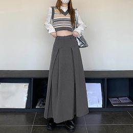 Skirts Women's High Waist Slim Casual Mid Length Suit Skirt Pleated