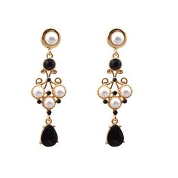 Dangle Chandelier Black Crystal Cross Earrings For Women Baroque Bohemian Large Long Jewellery Drop Delivery