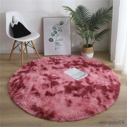 Carpets Rainbow Fluffy Round Rug Carpets Living Room Decor Rugs Kids Room Long Plush Rugs for Bedroom Shaggy Rug Modern Mats R230725