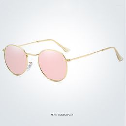 Sunglasses SUNBRANE Luxury Round Colours Women Metal Curved Temples Eyewear Ocean Rimless Fashion Sun Glasses Ladies UV400