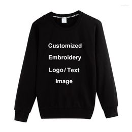 Men's Hoodies Custom Embroidery Logo Solid Sweatshirts Autumn Winter Warm Fleece Sweatshirt High Quality Men Tops Male Brand Hip Hop