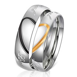 Band Rings Casual Heart-Shaped Couple Ring Plated Sier Colour Fashion Jewellery Gift For Women Romamtic Men Valentines Day Drop Delivery Dhuhf