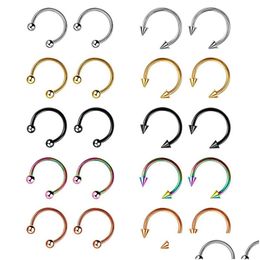 Nose Rings Studs Fashion Stainless Steel Horseshoe Fake Ring C Clip Lip Piercing Stud Hoop For Women Men 6/8/10Mm Drop Delivery Jewelry Bo