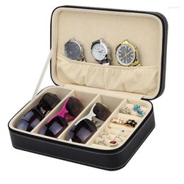 Watch Boxes Box Multifunctional Zipper Leather Glasses Jewellery Can Be DIY Display Free Combination