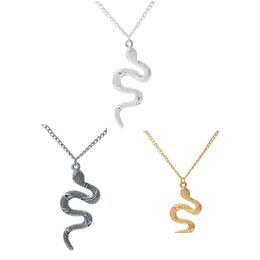 Pendant Necklaces Casual Punk Snake Golden Sier Color Men Women Neck Jewelry Statement Necklace Drop Delivery Pendants