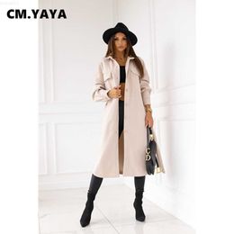 Women's Jackets CM.YAYA Women Wool Blends Solid Single Breasted Straight Long Coats Office Lady Casualwear Female Fashion Woollen Blends Winter L230724