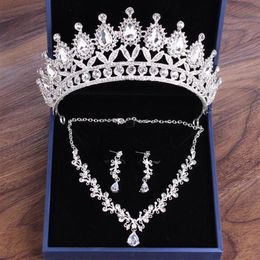 Designer Jewelry Wedding Party Accessories Bridal Headpieces Crown Necklace Earring Sets Diamond Shiny Headbands Birthday Show Pho271K