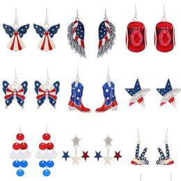 Stud Fashion Pentagram Usa Flag Earrings American Independence Day Series Bells Star Jewellery Gift For Women Drop Delivery