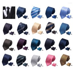 Bow Ties Men Tie Pocket Square Silk Scarf Cufflink Set For Adult Office Girlfriendy Gift