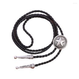 Bow Ties American Bolo Tie Punk Cowboy Faux Leather Braided Rope Necktie Western Necklace Costume Accessories For Men Women