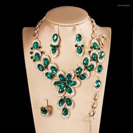 Necklace Earrings Set Light Luxury European And American Crystal Gem Of Four Women's First Jewellery Banquet Dress Accessories