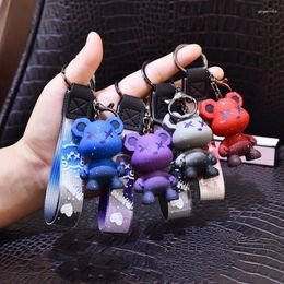 Keychains Fashion Chameleon Bear Keychain Leather Cow For Women Bag Jewellery Trinket Men's Car Key Ring Chain Pendant S604