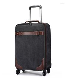 Suitcases Canvas Travel Trolley Suitcase Rolling Luggage Wheeled Baggage Bag 20 Inch Spinner Bags Wheels