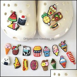 Shoe Parts Accessories Shoes Pvc Cartoon Food Decorations For Clog Charms Bracelets Wristband Buttons Children Birthday Gift Drop Deli Dh983