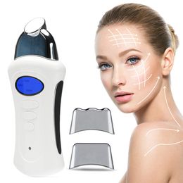 Face Massager Microcurrent ion Galvanised mini electric handheld spa device with 3 massage heads USB enhancement beauty EMS gel skin care 230720