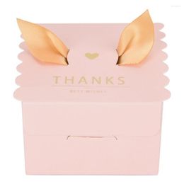 Gift Wrap 50Pcs Wedding Party Paper Candy Chocolate Cake Decoration Box Pink Thanks Holiday Gifts Supplies