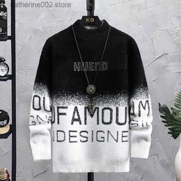 Men's Sweaters Winter Personalised Letter Cashmere Sweater Men Half Turtleneck Mens Sweaters Top Quality Pull Homme Thick Warm Pullovers Male T230724