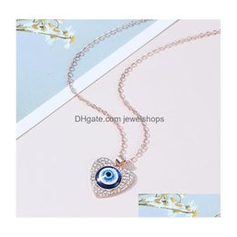 Pendant Necklaces Women Trendy Devils Eye Heart Diamond Eyes Necklace Evil Charm Jewellery Drop Delivery Pendants Dh37Z