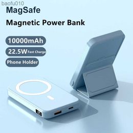 Magnetic Power Bank 10000mAh Powerbank for Magsafe Wireless PD20W Fast Charging Power Banks with Folding Stand External Battery L230619