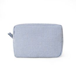 Classic Rectangle Gingham Cosmetic Bags Pink Blue Seersucker Cheque Makeup Case Candy Plaid Toiletry Bag Accessories Gift DOMIL1061858