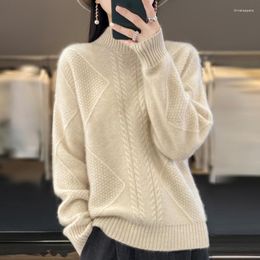 Women's Sweaters Winter Thick Woman's Sweater Female Pullover Long Sleeve Half Turtleneck Jumper Loose Large Size Tops Wool Knitted Clothes