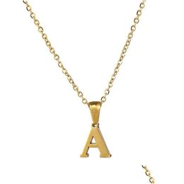 Pendant Necklaces Initial A-Z 26 Letters Necklace Stainless Steel Welding Alphabet Clavicle Chain Choker For Women Collar Jewellery Dr Dhwps